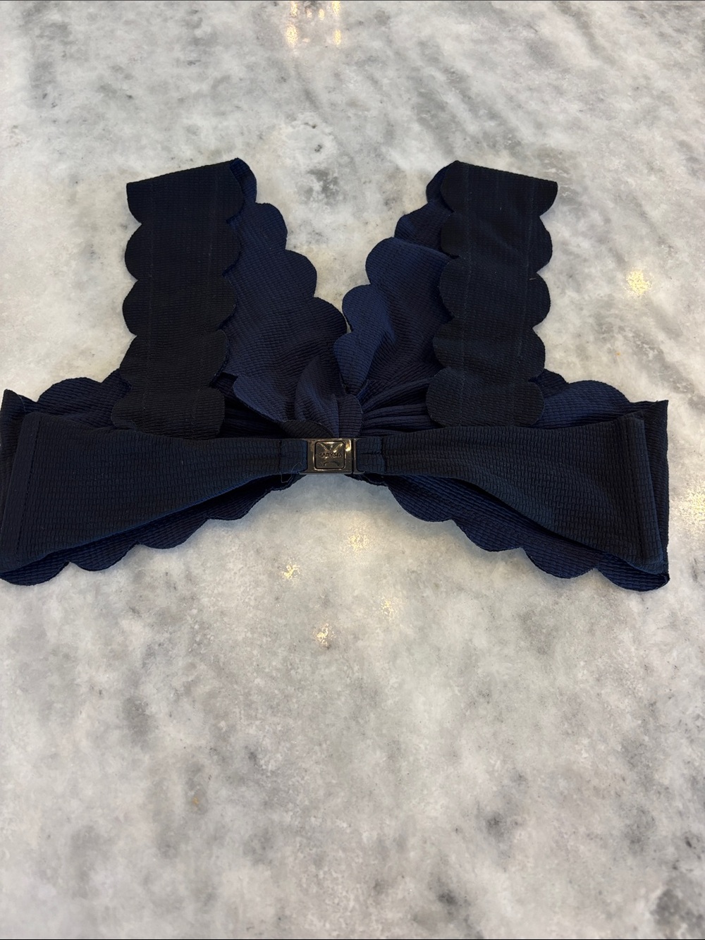 Marysia Scalloped Knot Front Black Crop Top - Picture 4 of 7